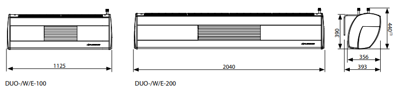 монтажные размеры тепловой завесы Flowair Elis DUO фото