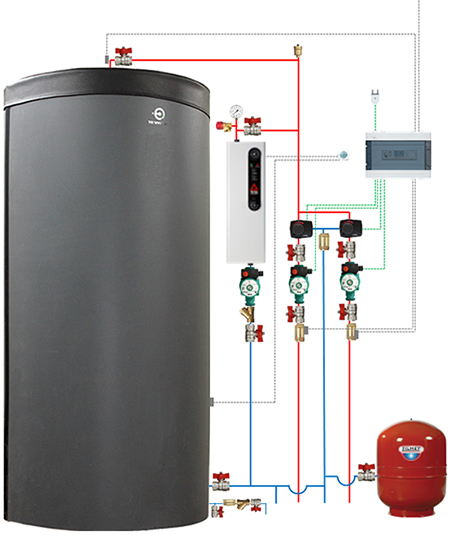 схема подключения электрического котла и буферного бака фото