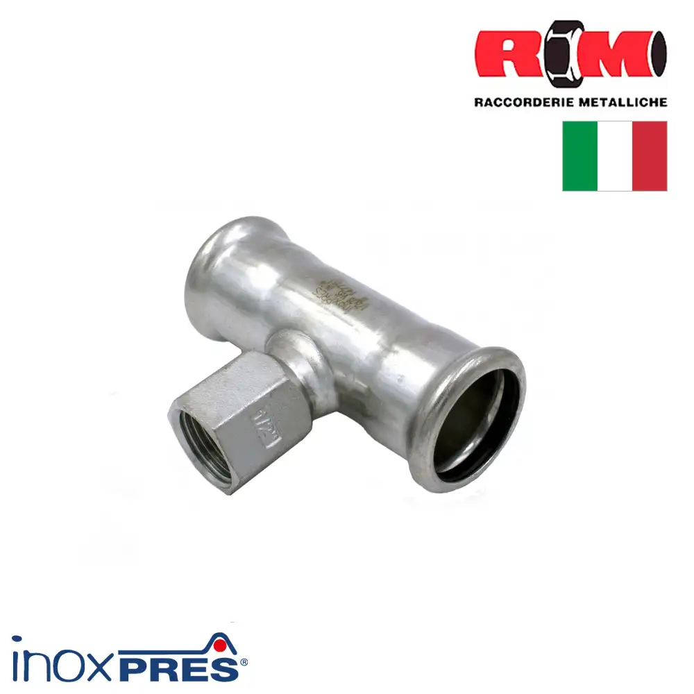 Трійник з нержавіючої сталі для опалення під прес з внутрішньою різьбою RM Inoxpres ВВВ фото