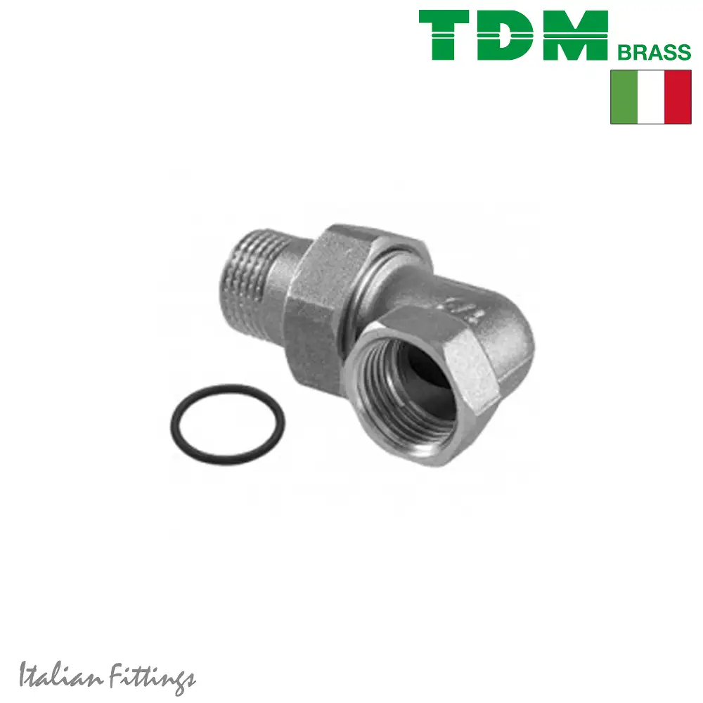 Американка нікельована кутова TDM Brass 90° фото