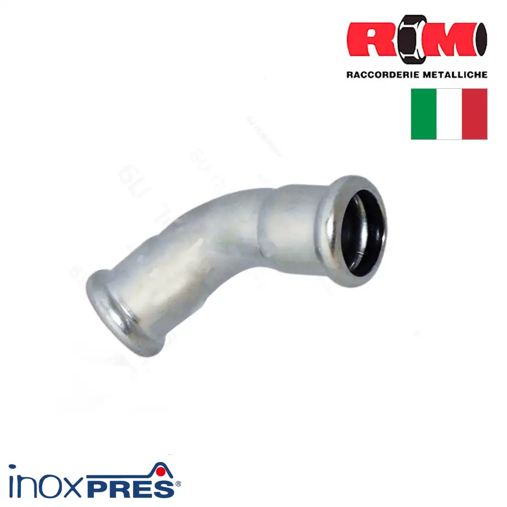 Коліно з нержавіючої сталі для опалення під прес RM Inoxpres 45° ВВ фото